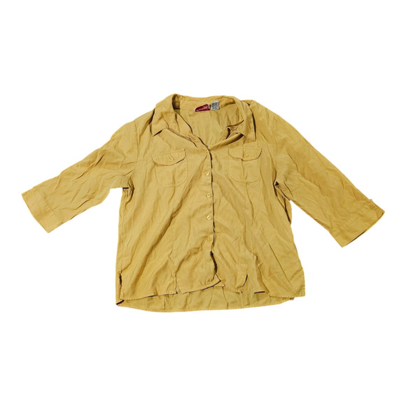 Joanna 1X Yellow Button Up Shirt - Picture 1 of 7